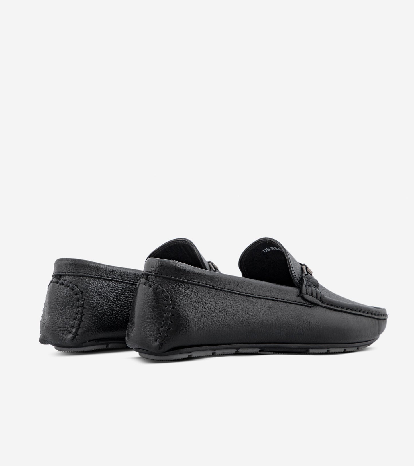 Black Leather Loafers with Metal Bit