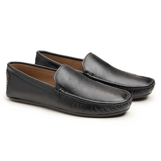 Fresno Black Leather Loafers by Pumpsole